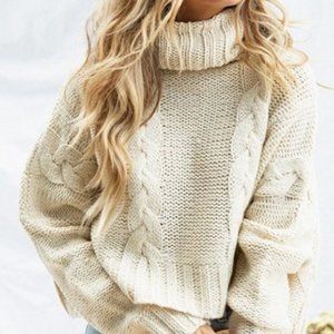 HYFVE-Blush Oversized Chunky Turtleneck Sweater